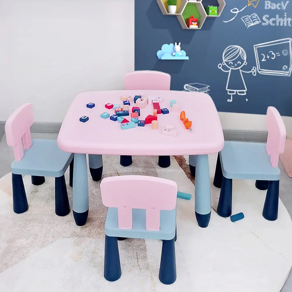 Toddler using SUPUZZ chair for playtime at a kids table