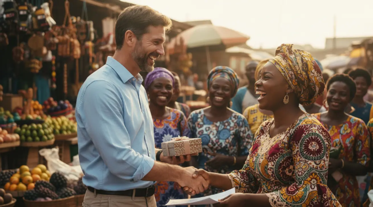 Mark and his colleague working together in an office, laughing over a project