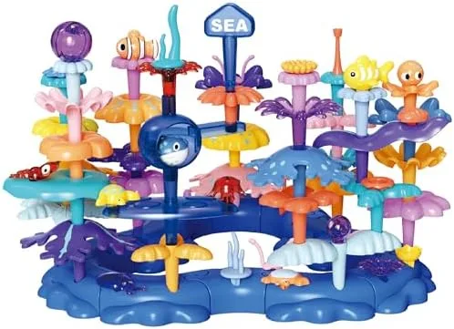 SUPUZZ Ocean World L2 coral reef building set with colorful coral pieces and sea creatures