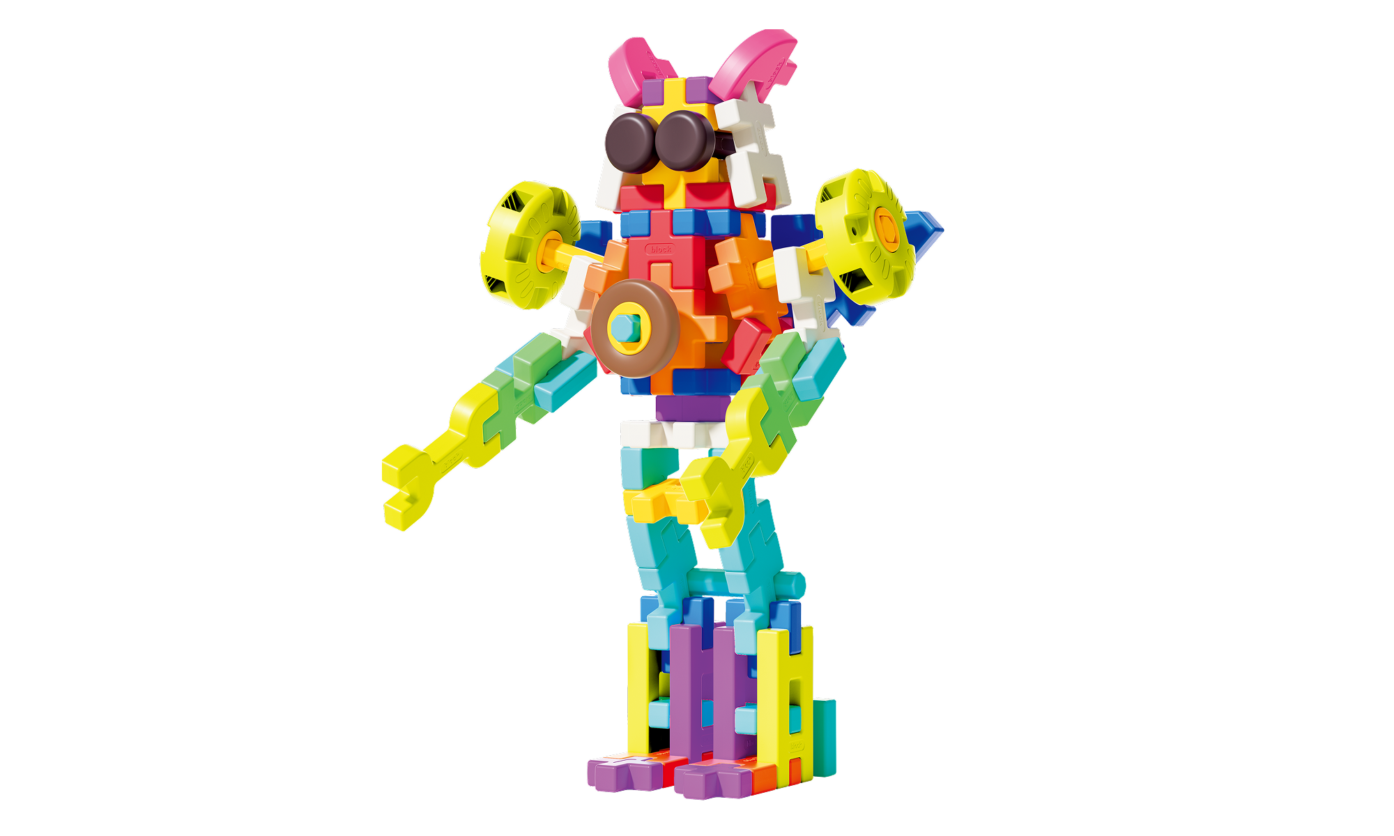 Rainbow Building Blocks — premium waffle-style interlocking construction toy with locking storage case, ages 2-8