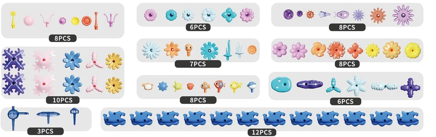 Component contents for the 76-piece Coral Reef L2 set