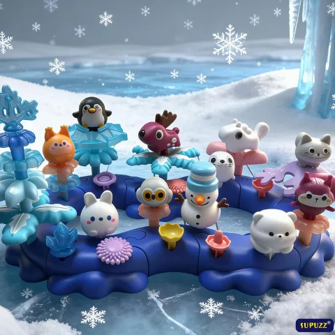 Icy World animal figures and snow-themed building pieces