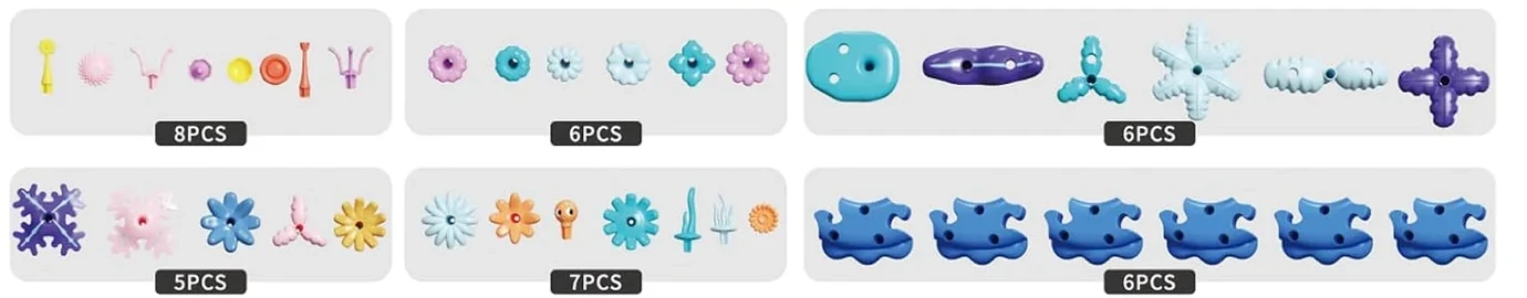 Component inventory for the 38-piece L1 coral reef set