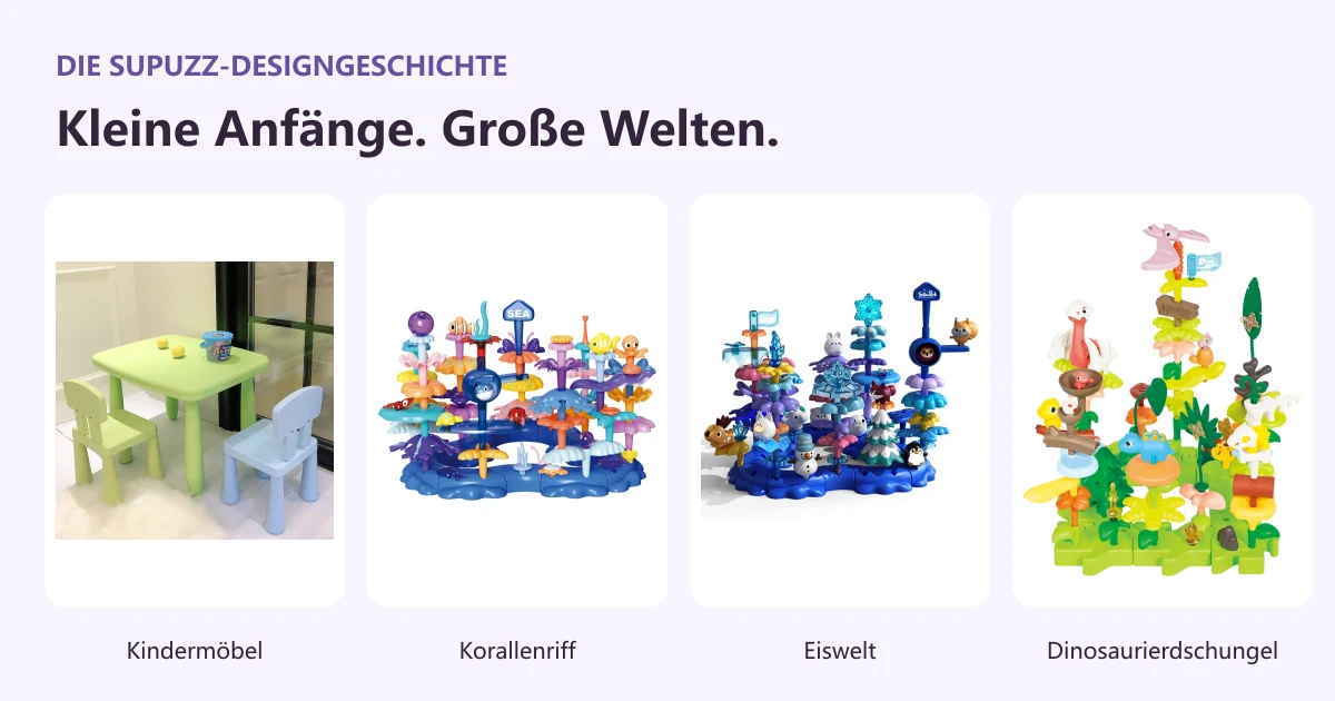 SUPUZZ-Kindermöbel und Produktbeispiele aus Coral Reef, Icy World und Dinosaur Jungle