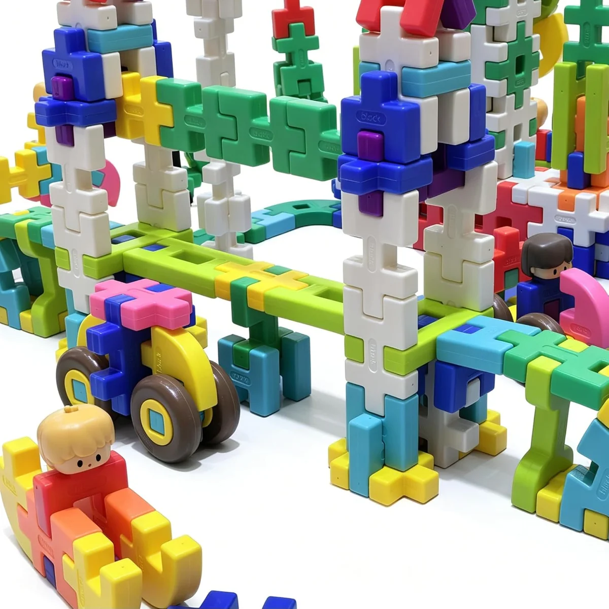 Vehicles and structures made with interlocking waffle blocks