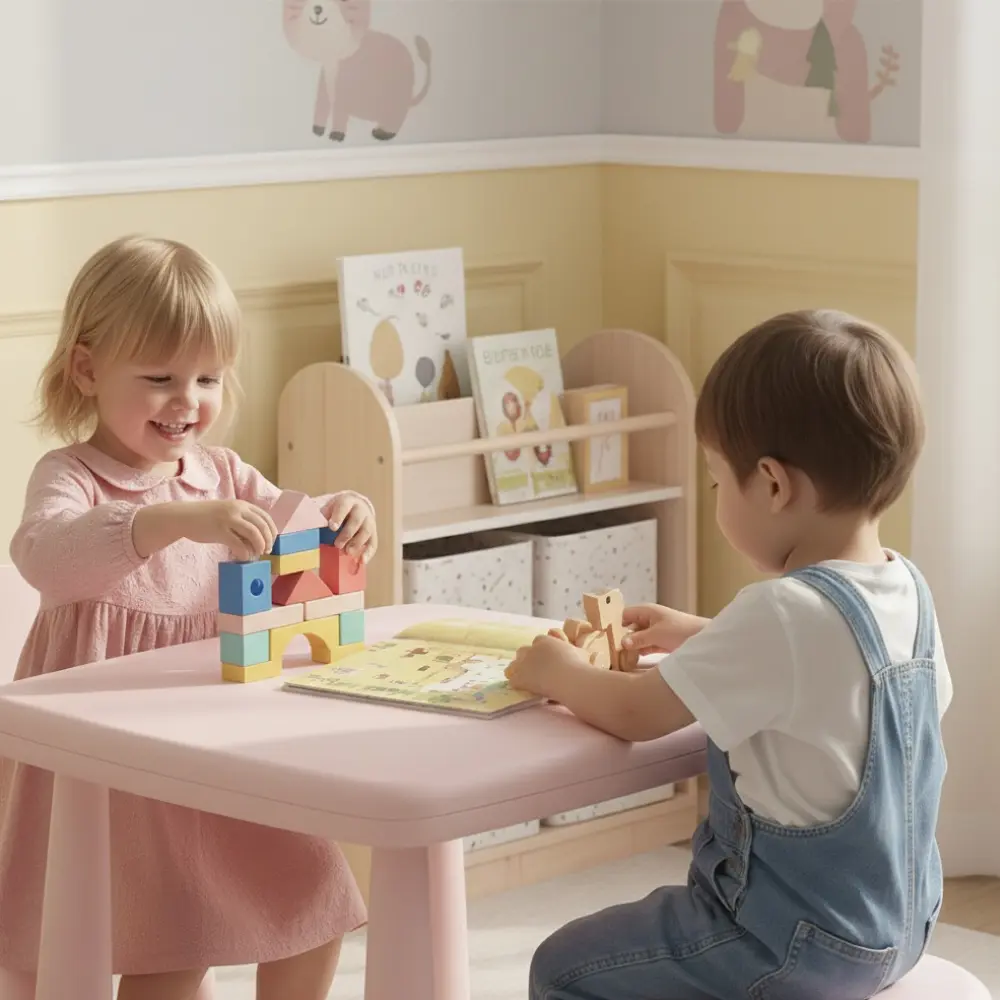 Kids Table & Chairs Set — PP plastic toddler table and chairs for ages 1-4